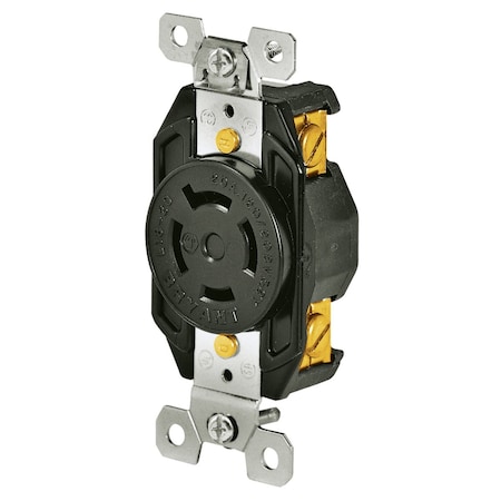 Bryant Locking Receptacle, L18-20R, 20 A, 120/208V AC, Three Phase, 4 Pole, Flush Mount, Screw Terminals 71820FR